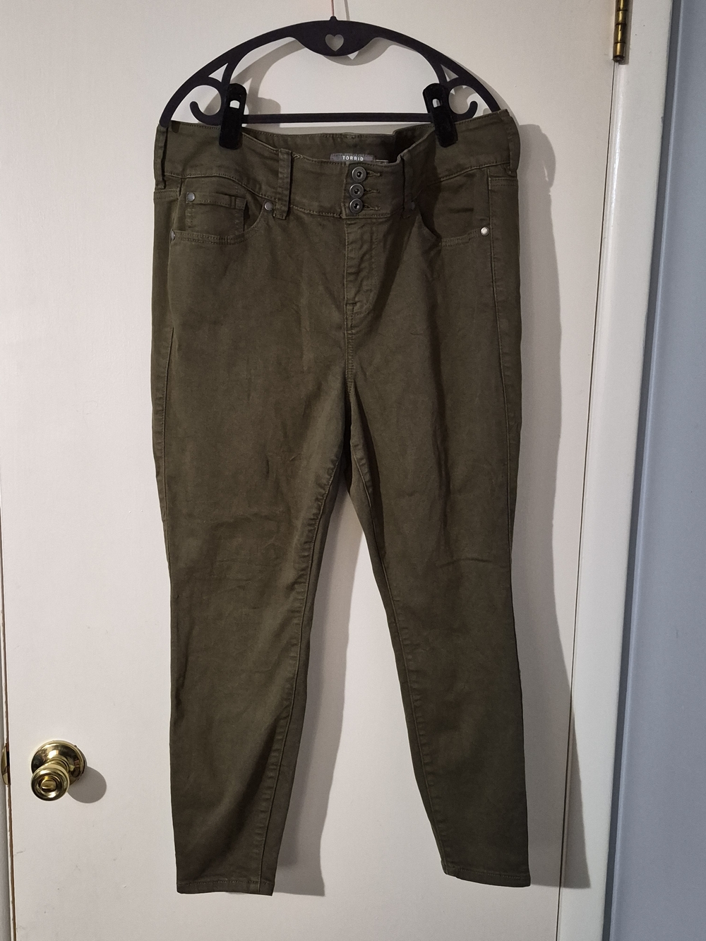 Torrid Size 16S Olive Green High-Waist Skinny Jeans